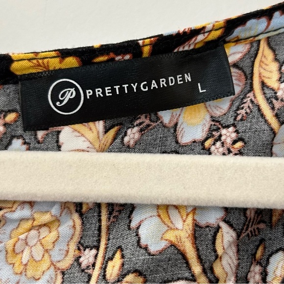 Cream and Brown Long Sleeve Sundress with V-Neck - Picture 5 of 5